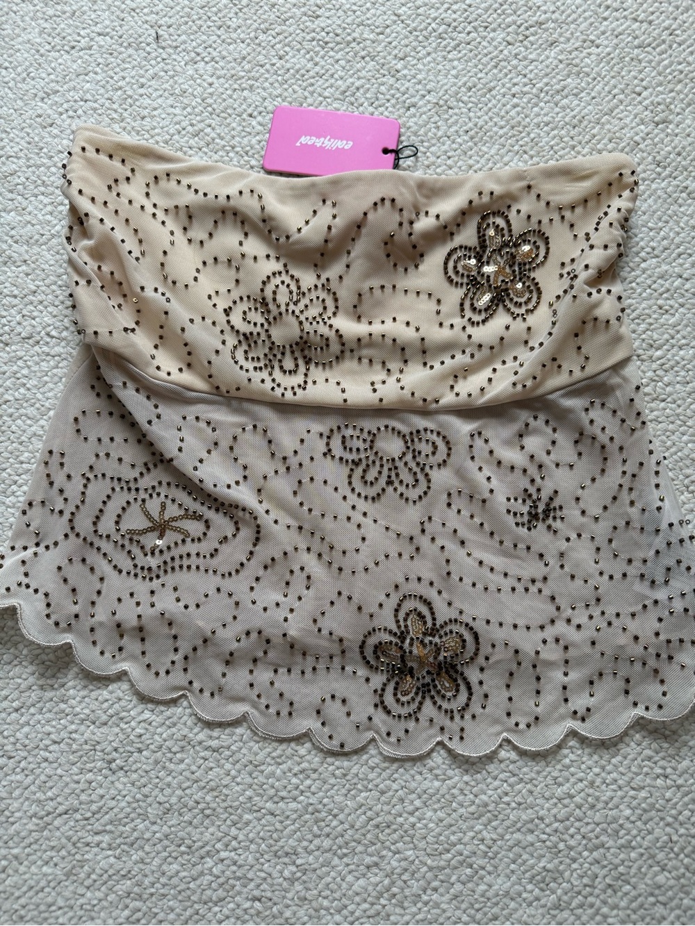 Edikted Tan Beaded Tube Top